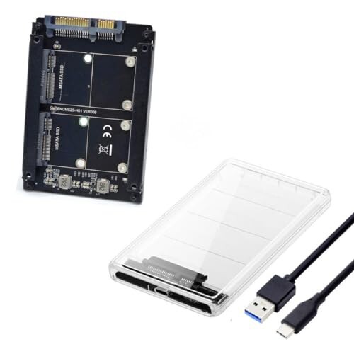 chenyang MSATA SSD 2イン1コンボJBODアダプター 2.5インチUSB Cハードドライブエンクロージャ付き