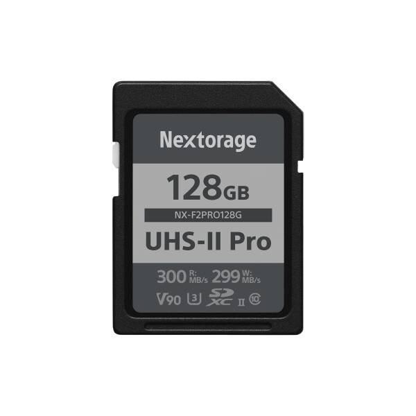 Nextorage 日本メーカー UHS-II SDカード 128GB SDXC V90 最大読出し速度300MB/s 最大書込み速度299MB/s pSLC 4K/8K録画 NX-F2PRO128G ネ