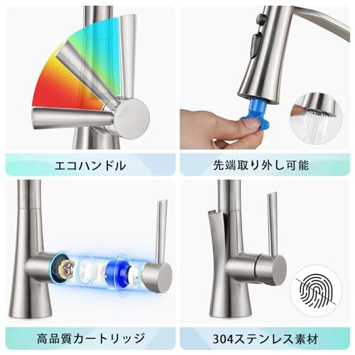 CREA キッチン蛇口 キッチン水栓 混合水栓 キッチンシャワー水栓 シングルレバー混合栓 ステンレス蛇口 伸縮ホース エコハンドル 360度回転  3wayの吐水式 泡沫水流 シャワー 強力洗浄…の通販はau PAY マーケット - ファイナルショッピング | au PAY マーケット－通販サイト