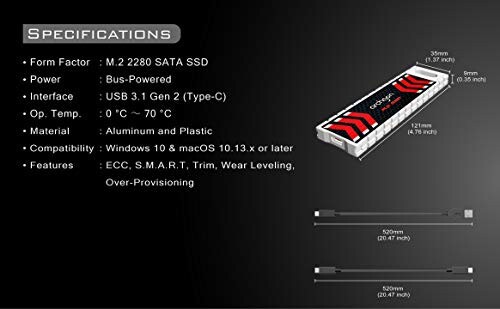 Archgon 480GB RGB (発光型) 外付けSSD USB3.1 Gen2対応 ポータブルSSD