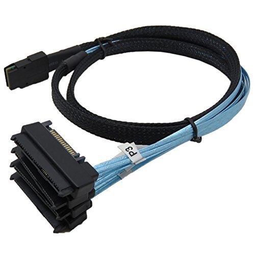 CableDeconn Mini SAS ケーブル SFF-8087 36ピン to 4 SFF-8482 29ピン