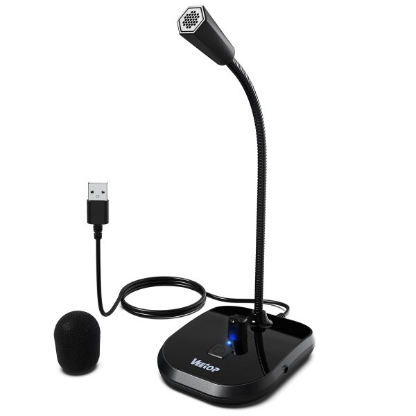 Veetop PCマイク USBマイク パソコン マイク 会議用マイク 卓上 マイクロホン マイクロフォン ミュート 高感度 360°集音 音量調整可能