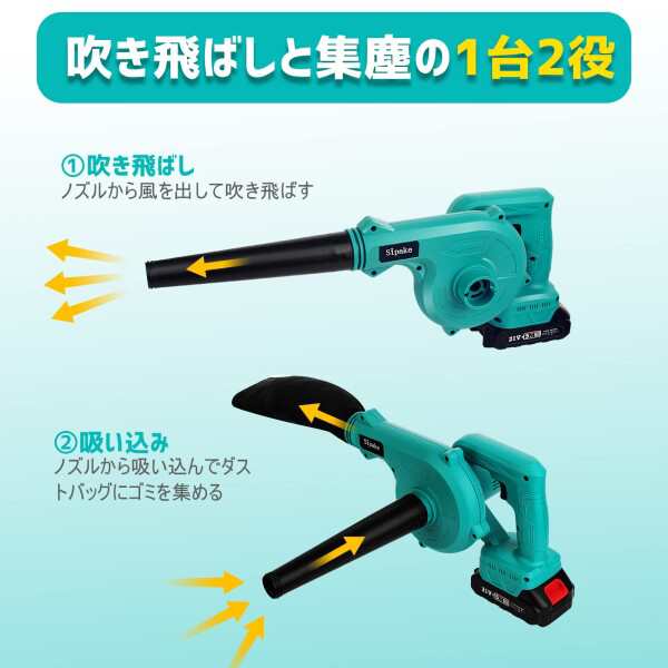 Sipake ブロワー 充電式 小型 コードレスブロワー 2個バッテリー搭載 ブロアー バキューム マキタ 18vバッテリー 専用 電動 ブロワー  軽の通販はau PAY マーケット ファイナルショッピング au PAY マーケット－通販サイト