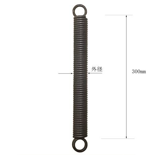 引きバネ (線径3.0mm x 外径20mm x 自然長300mm、硬鋼線SWRH72A、約1.64N/mm) 72A3.0x20x300