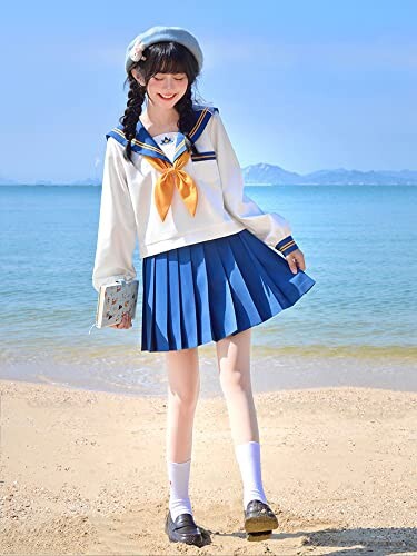 YAISHN) セーラー服 本格制服 長袖 コスプレ 制服 プリーツスカート