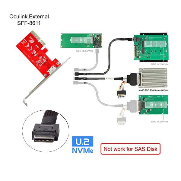 Chenyang PCI-E 3.0 Express 4.0 x4 - Oculink 外部 SFF-8612 SFF-8611