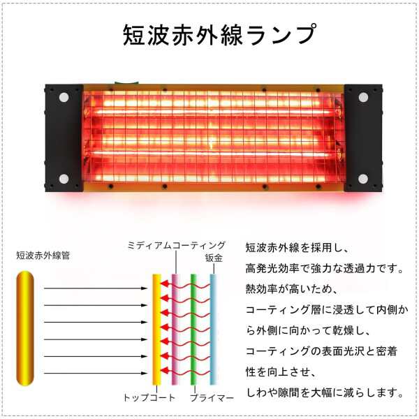 DATOUBOSS 2000W 赤外線ヒーター 塗装 ペイントランプ 高い熱効率 速乾 短波赤外線ランプ 塗装乾燥機 多機能ペイントドライヤー  自動車のの通販はau PAY マーケット - ファイナルショッピング | au PAY マーケット－通販サイト