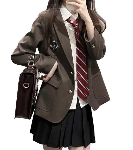 CAWILXHA) ブレザー セーラー服 チェック柄 緑 ジャケット コート jk 