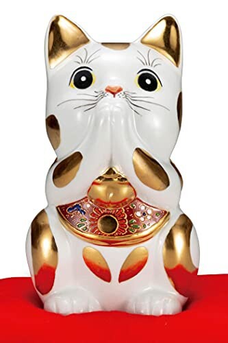 招き猫 置物 九谷焼 6号 お祈り猫 金ブチ 新築祝い 開店祝い プレゼント ギフト