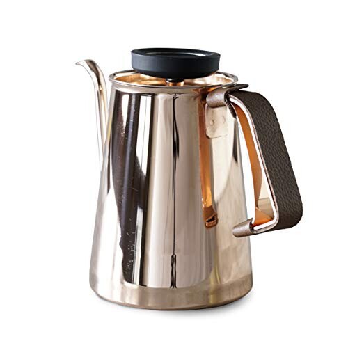 Coffee Kettle Gloss Copper & Leather Cover (コーヒーケトル グロスカパー 専用レザーカバー付き) (新潟/燕三条)ドリップに最適な注ぎ