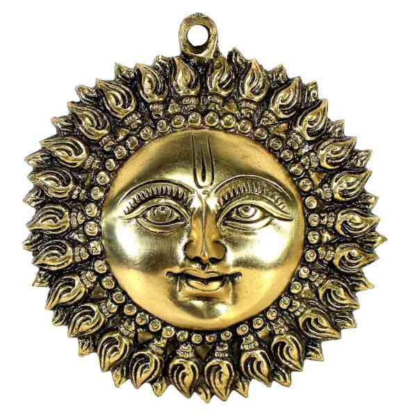 Stonkraft理想的なギフト ? 美しいSun ( Surya )面Murti Idol Statue Sculpture Wall Hangingの真鍮( 6.25 