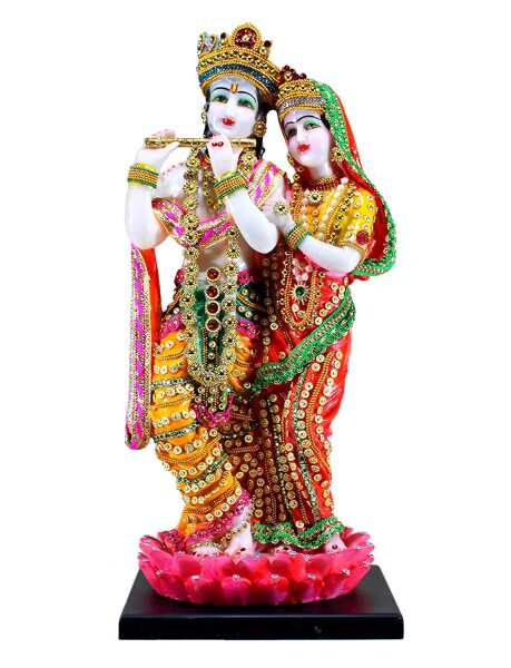 eSplanade Radha Krishna Kishan Standing on a Lotus Murti Idol Statue Sculpture (16