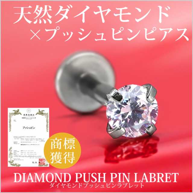 ピアス [カスタム] 0.1ct 立爪 天然ダイヤモンド プッシュピン