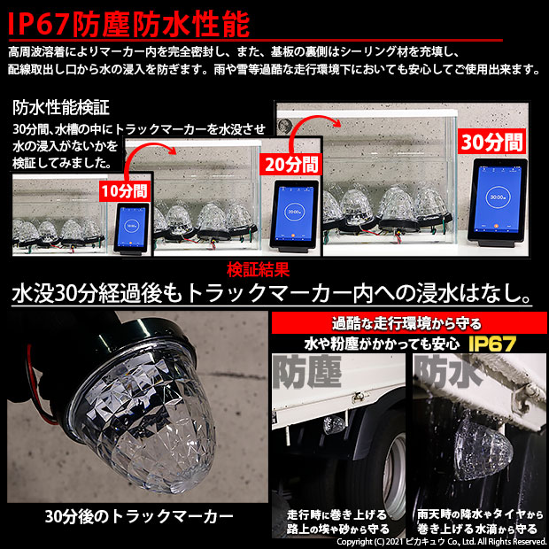 単 24Vトラック対応 LEDサイドマーカー レッド 防塵防水性能IP67 大光量SMD16個 10個セット_1