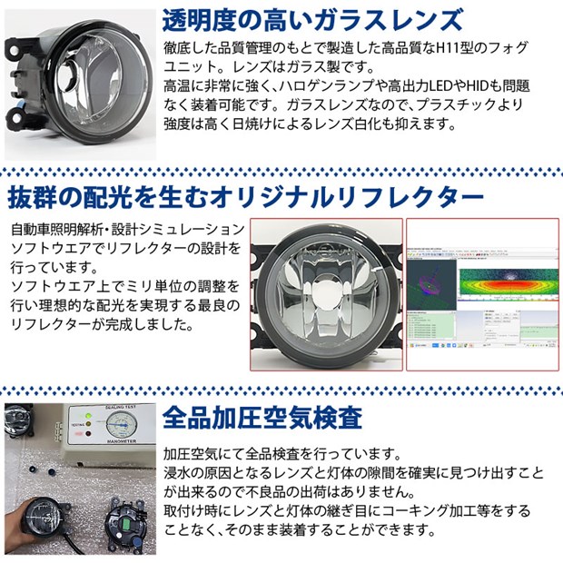 単 H11 led スズキ・ニッサン 純正対応 クリアガラスレンズフォグランプキット LED MONSTER L8400 8400lm　イエロー 黄 3200K 26-D-2 37-A-1_3