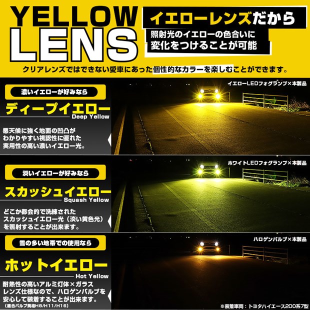 単 H11 LEDトヨタMICRO 純正 LED 対応 イエローガラスレンズ 