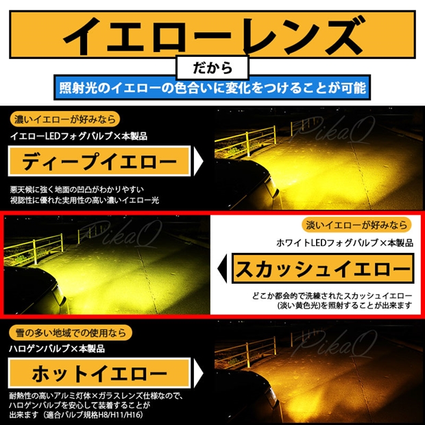 単 H11 ホンダ 純正 対応 led イエローガラスレンズ フォグランプ