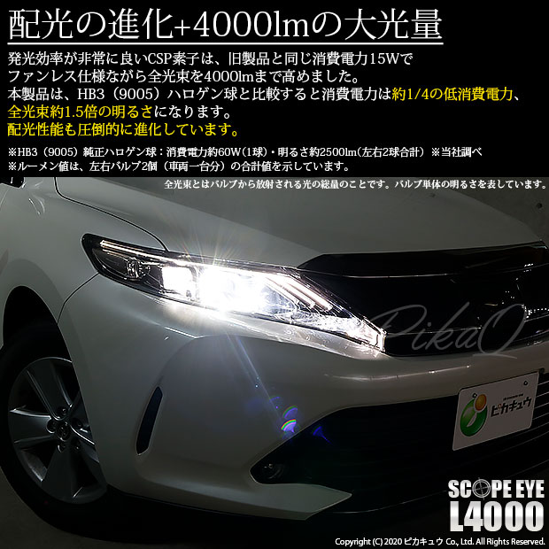 11 D 10 即納 トヨタ ハリアー 60系 後期 対応 Ledハイビーム Hb3 Scope Eye L4000ledハイビームバルブキット ホワイトの通販はau Pay マーケット ピカキュウモバイル カーled専門店