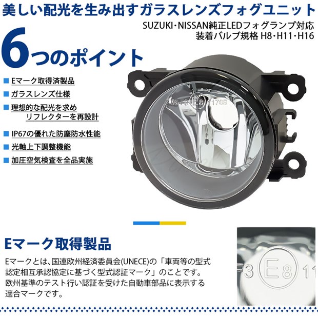 スズキ スペーシアカスタムHV (MK53S) H11 バルブ LED MONSTER L8400 クリアガラスレンズ フォグランプキット 8400lm 白 37-B-1_2