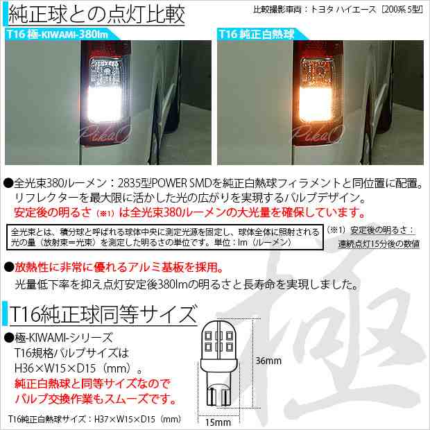 ホンダ インサイト (ZE2) 対応 LED バックランプ用LED T16 極-KIWAMI