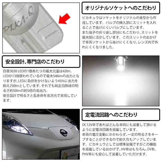 トヨタ シエンタ ダイス (80系) 対応 LED ポジションランプ T10 日亜3030 13連 250lm ホワイト 2個 6500K 11-H-7