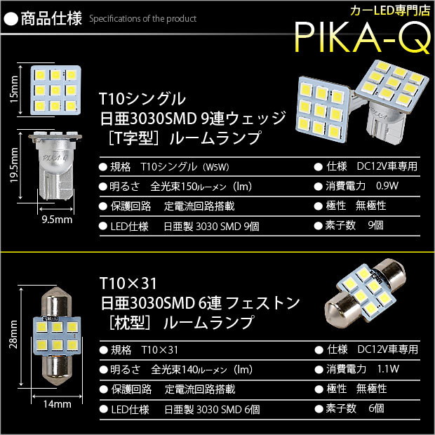 ダイハツ タントカスタム (LA600S/LA610S 前期) 対応 LED フロントルームランプ用LEDバルブ3点セット 11-H-30