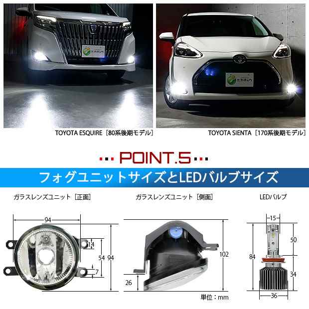 トヨタ ランドクルーザー プラド (150系 後期) 対応 LED SCOPE EYE L4700 ガラスレンズ フォグランプキット 4700lm 白  6500K H16 36-E-1｜au PAY マーケット