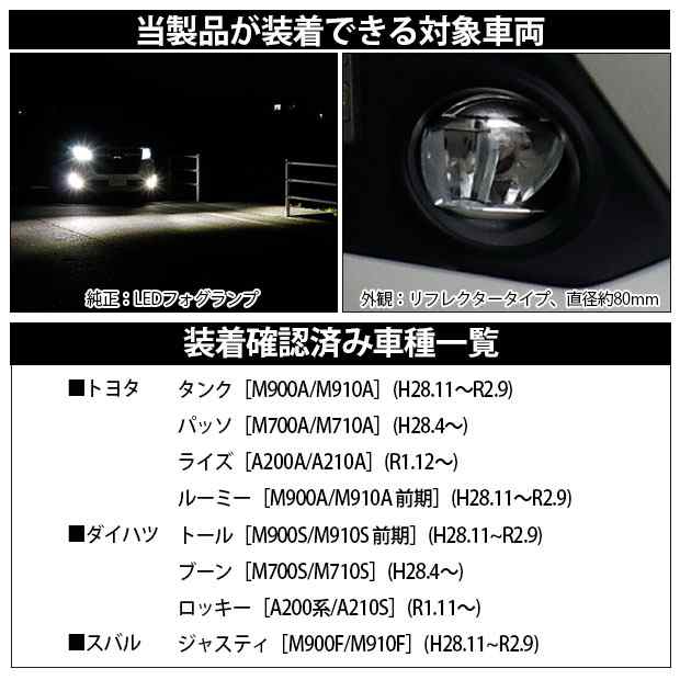 トヨタ ライズ (A200A/210A) 対応 H11 LED ガラスレンズ フォグランプ