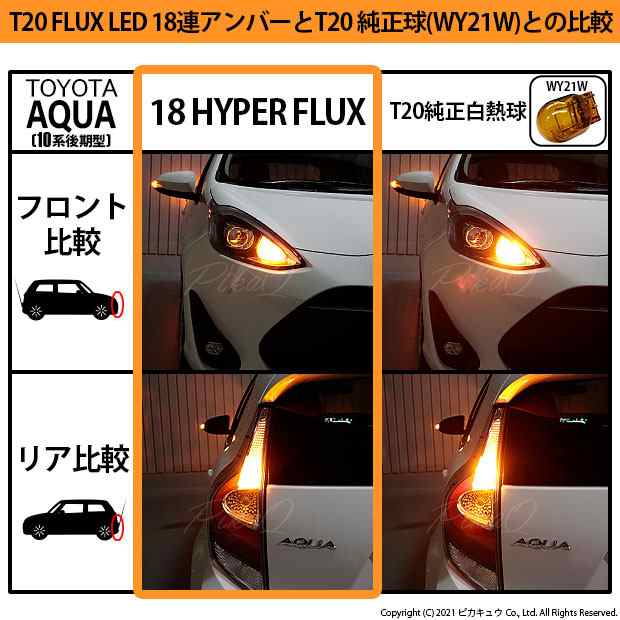 トヨタ アクア (10系 後期) 対応 LED FR ウインカーランプ T20S FLUX 18連 アンバー 2個 2-A-4の通販はau PAY  マーケット - ピカキュウ【車用LEDバルブ専門店＆サウナ用品】 | au PAY マーケット－通販サイト