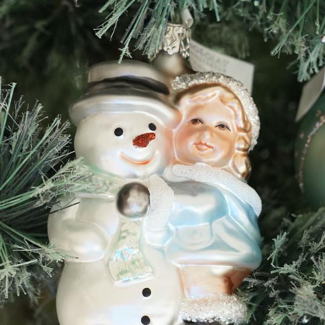 クリスマスツリー 飾り オーナメント INGE-GLAS MANUFAKTUR かわいい雪だるまとこども 12.5cm［10018S021］_1