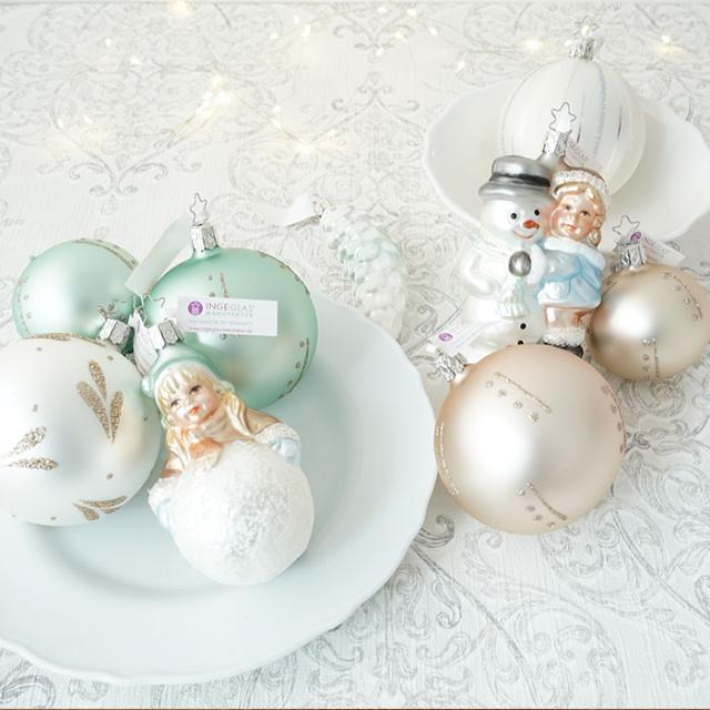 クリスマスツリー 飾り オーナメント INGE-GLAS MANUFAKTUR かわいい雪だるまとこども 12.5cm［10018S021］_4