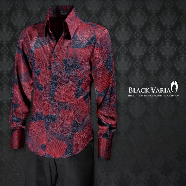 シャツ スキッパー 薔薇 バラ柄 花柄 幾何学模様 ドレスシャツ 日本製 結婚式 レッドネイビー赤 の通販はau Pay マーケット ブラックバリア