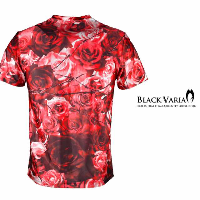 Tシャツ 半袖 Vネック 花柄 バラ柄 薔薇 日本製 ストレッチ レッド赤 Bv05の通販はau Pay マーケット ブラックバリア