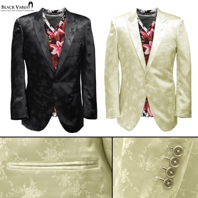 ジャケット テーラード 花柄 薔薇 無地 メンズ 日本製 ジャガード 結婚