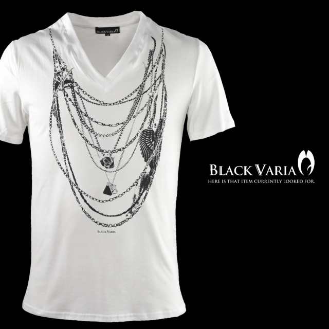 Tシャツ 半袖 Vネック ネックレス だまし絵 チェーン 薔薇 花 メンズ ホワイト白 Zkk049の通販はau Pay マーケット Blackvaria オフィシャルショップ