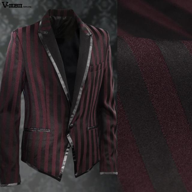 テーラードジャケット スペンサー ストライプ ショート丈 ピークドラペル スリム メンズ ワイン赤ブラック黒 9525の通販はau Pay マーケット ブラックバリア