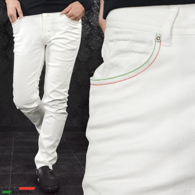 Viola Rumore ヴィオラルモーレ ロングパンツ メンズ ダイヤ ステッチ スキニー スラブデニム ストレッチ 無地 ホワイト白 の通販はau Pay マーケット ブラックバリア