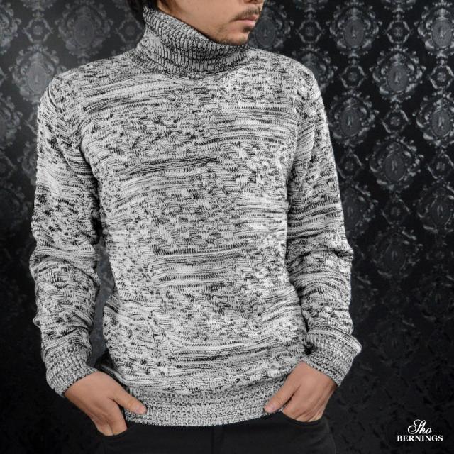 タートル ニット セーター 幾何学柄 メンズ 長袖 ジャガード タートルネック グレー灰ホワイト白ブラック黒 の通販はau Pay マーケット ブラックバリア