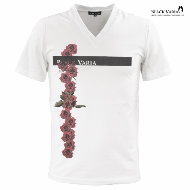 Tシャツ 半袖 ボックスロゴ バラ 花柄 薔薇 Vネック メンズ ホワイト白 Zkk070の通販はau Pay マーケット ブラックバリア