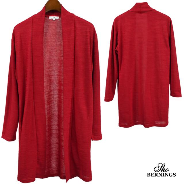 ショールガウン カーディガン ムラ柄 薄手 メンズ ロング 長袖 ジャガード ノーボタン コーディガン Mens レッド赤 の通販はau Pay マーケット ブラックバリア