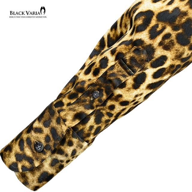 シャツ スキッパー ヒョウ柄 ドレスシャツ ボタンダウン 日本製 サテン