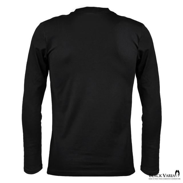 メール便可/1枚まで Tシャツ 長袖 クルーネック スカル ドクロ 骸骨 箔 
