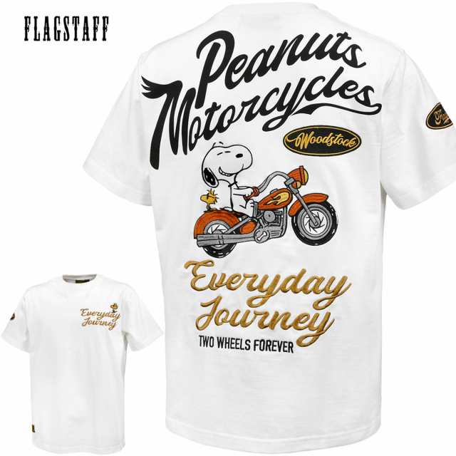 スヌーピー SNOOPY Tシャツ 半袖 クルーネック mens メンズ バイク アメカジ(ホワイト白) 422062｜au PAY マーケット