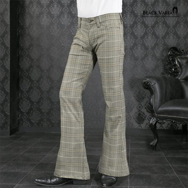 ベルボトム グレンチェック ローライズ ブーツカット メンズ フレア