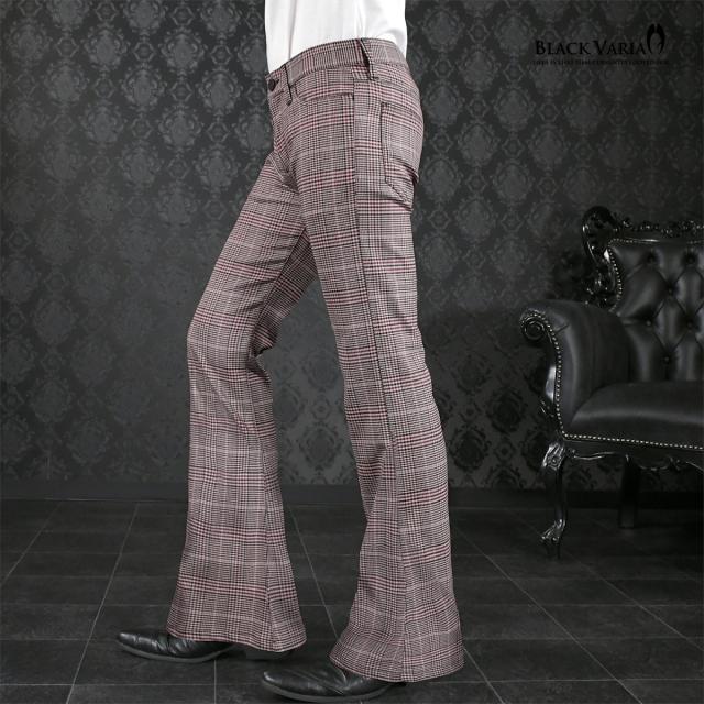 ベルボトム グレンチェック ローライズ ブーツカット メンズ フレア