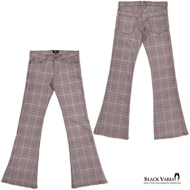 ベルボトム グレンチェック ローライズ ブーツカット メンズ フレア