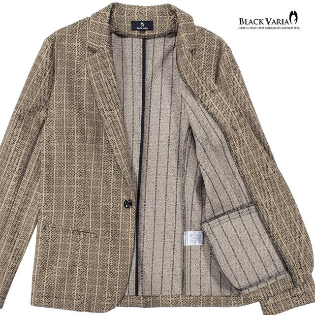 テーラードジャケット ジャガード 幾何学 ダイヤ柄 ストライプ メンズ 1釦 mens(ベージュブラウン茶ブラック黒) 232900