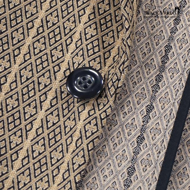 テーラードジャケット ジャガード 幾何学 ダイヤ柄 ストライプ メンズ 1釦 mens(ベージュブラウン茶ブラック黒) 232900