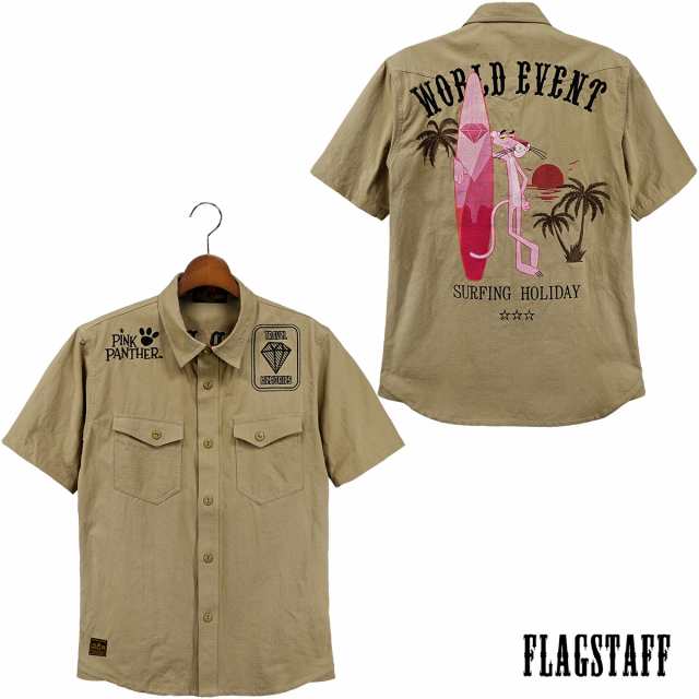 ピンクパンサー PINK PANTHER ワークシャツ リップストップ 半袖 mens