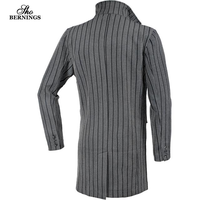 コート ストライプ柄 イタリアンカラー メンズ ミドル丈 ライトアウター 薄手 ジャケット(グレー灰) 334533 コート ストライプ柄 イタリアンカラー メンズ ミドル丈 ライト